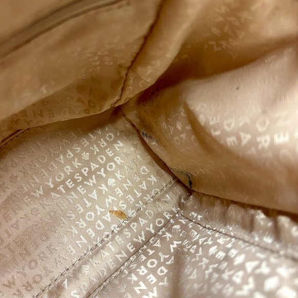 Kate Spade Wellesley Place Fabric Johanna Cream Tan Woven & Leather Shoulder Bag - Picture 7 of 9